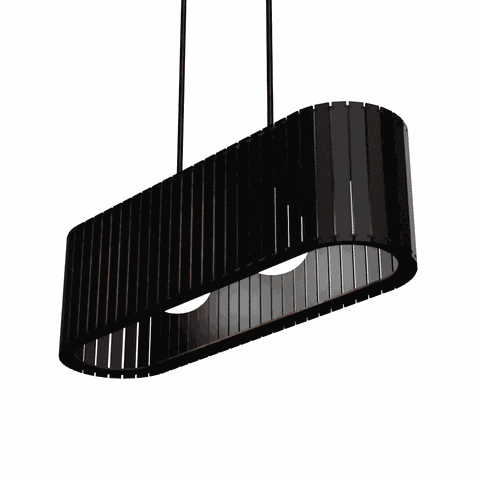 Luminária Pendente Antares Modelo Ripado -:preta