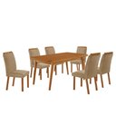 Ver imagem 1 de Mesa de Jantar Copper 180cm Tampo MDF Vidro Canto Copo com 6 Cadeiras Madeira Athenas