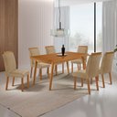 Ver imagem 2 de Mesa de Jantar Copper 180cm Tampo MDF Vidro Canto Copo com 6 Cadeiras Madeira Athenas