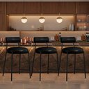 Ver imagem 1 de Banqueta Cozinha Alta com Encosto Kit 3 Industrial Preto Londres PU Facto D03 - D'Rossi