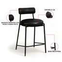 Ver imagem 3 de Banqueta Cozinha Alta com Encosto Kit 3 Industrial Preto Londres PU Facto D03 - D'Rossi