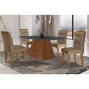 Ver imagem 1 de Conjunto de Mesa de Jantar Luna 4 Lugares Tampo MDF com Vidro e Cadeiras Estofadas Capuccino Rufato