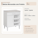 Ver imagem 4 de Balcão Micro-Ondas com Fruteira 1 Porta e 1 Gaveta Branco Formimóveis