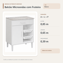 Ver imagem 3 de Balcão Micro-Ondas com Fruteira 1 Porta e 1 Gaveta Branco Formimóveis