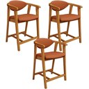 Ver imagem 1 de Kit 03 Banquetas Baixa Cozinha Bancada Cecília L02 Tecido Terracota