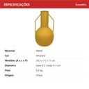 Ver mais imagens de Vaso Garrafa Decorativo de Metal Amarelo 20x11x11cm Enfeite Sala Mesa Estante