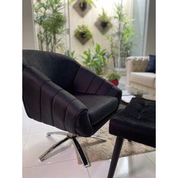 Kit Duas Poltrona Giovana Base Giratória Cromado em Sued Premium:preto - 5