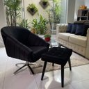 Ver imagem 2 de Kit Duas Poltrona Giovana Base Giratória Cromado em Sued Premium:preto