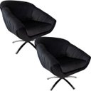 Ver imagem 1 de Kit Duas Poltrona Giovana Base Giratória Cromado em Sued Premium:preto