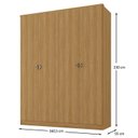 Ver imagem 3 de Guarda-Roupa Solteiro 100% MDF 4 Portas 2 Gavetas Brescia Marrom/Nogueira