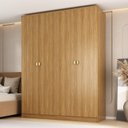 Ver imagem 1 de Guarda-Roupa Solteiro 100% MDF 4 Portas 2 Gavetas Brescia Marrom/Nogueira