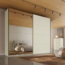Ver imagem 1 de Guarda-Roupa Casal Hanover 2 Portas 6 Gavetas 100% MDF com Espelho Flex Off White/Peroba - Mademarqu