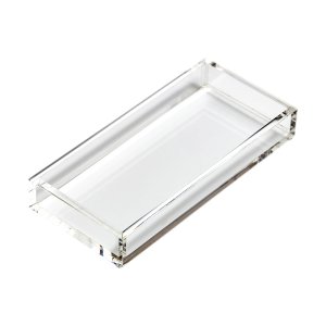 Bandeja de Acrílico Hara Transparente Lisa Baixa 33x33 Cm