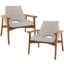 Ver imagem 1 de Kit 02 Poltronas Decorativa para Sala de Estar Living Base Madeira Becker L02 Linho Bege - Lyam