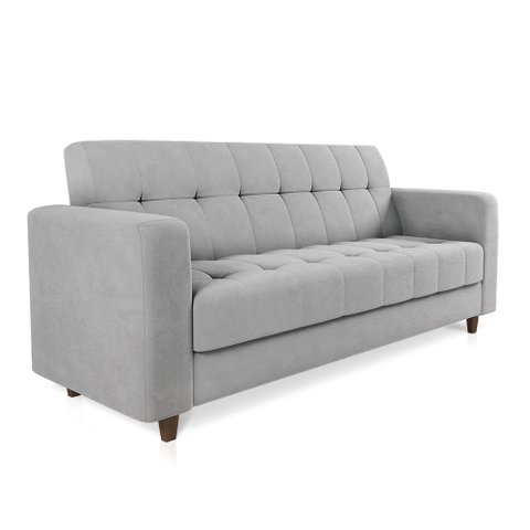 Sofá 03 Lugares Arezzo Suede Pés Chanfrado Tabaco - D’Rossi Cinza
