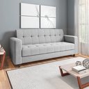 Ver imagem 2 de Sofá 03 Lugares Arezzo Suede Pés Chanfrado Tabaco - D’Rossi Cinza