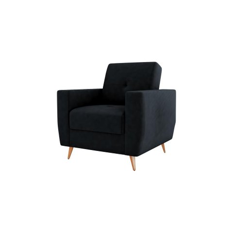 Poltrona Cadeira Decorativa Pamela Sala Escritório Veludo Preto Matrix