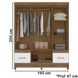 Guarda Roupa Casal 6 Portas 9120 Naturale Branco Moval - 4