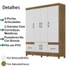 Guarda Roupa Casal 6 Portas 9120 Naturale Branco Moval - 3