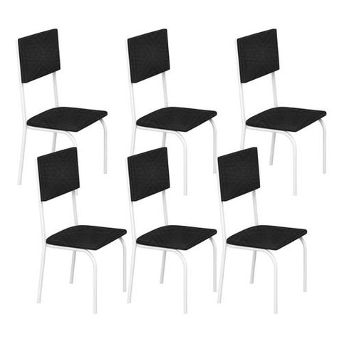 Kit 6 Cadeiras Ana Corino Tempest Preto Tubo Branco