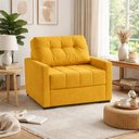 Ver imagem 1 de Sofá Cama Solteiro 100cm Murilo Uno Linho Amarelo