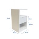Ver imagem 5 de Mesa de Cabeceira 30cm com Gaveta e Nicho Alta 60cm MDF 15mm Branco Mesa de Cabeceira Montada Lado D