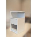 Ver imagem 3 de Mesa de Cabeceira 30cm com Gaveta e Nicho Alta 60cm MDF 15mm Branco Mesa de Cabeceira Montada Lado D