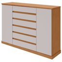Ver imagem 1 de Comoda Sapateira Vedra 7 Gavetas 2 Portas - Lp - Rei de Casa Amendoa Clean/off White