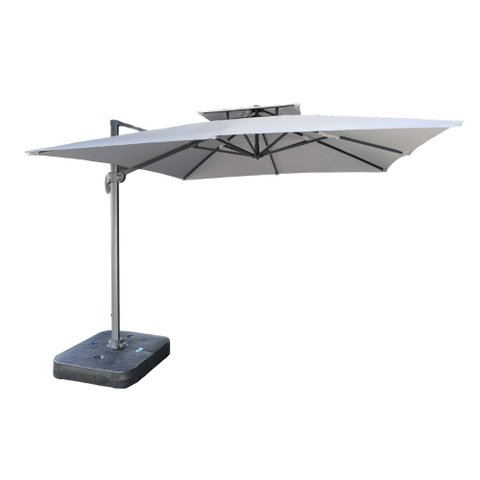 Ombrelone Lateral Trancoso Tulum Fratini 300 Cm Aluminio Cinza Capa Poliéster Base Lateral Plus Hdpe