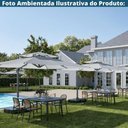 Ver imagem 4 de Ombrelone Lateral Trancoso Tulum Fratini 300 Cm Aluminio Cinza Capa Poliéster Base Lateral Plus Hdpe