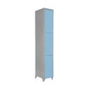 Ver imagem 1 de Armário Roupeiro de Aço Vestiário Academia 3 Portas Locker Azul Claro com Chave
