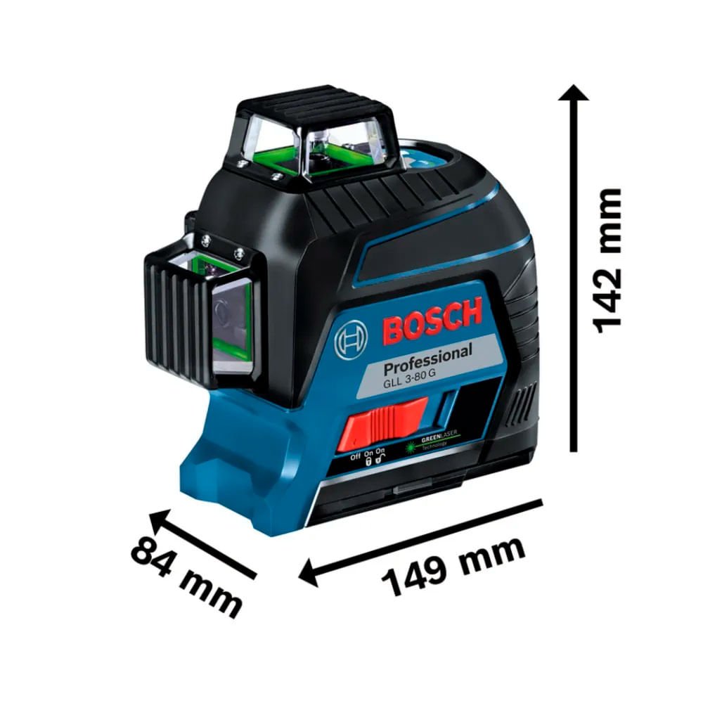 Nível a Laser 3 Linhas Verde 30m 360° Bosch GLL 3-80 G 0601063Y000-000 - 3