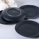 Ver imagem 6 de Kit 12 Pratos Rasos Orgânicos Preto 26,5cm Cerâmica Stoneware Comida Oriental Sushi Sashimi