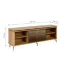 Ver imagem 4 de Rack para TV até 75” 1 Porta com Vidro Reflecta e LED Lincoln Float 169 cm - Carvalho c/ Champanhe
