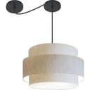 Ver imagem 1 de Lustre Sala de Jantar com Desvio Vivare Md-4399 Cúpula em Tecido 50cm Linho Bege 127/220v