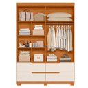 Ver imagem 3 de Guarda Roupa Doble 4 Portas 4 Gavetas Quarto Cinamomo com Off White - Albatroz