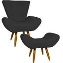 Ver imagem 1 de Kit Poltrona Decorativa Para Sala Recepção Escritório Consultório + Puff Emilia Suede