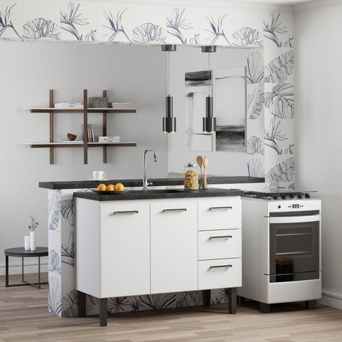 Armário Gabinete para Cozinha em Aço Pia 120cm Novo Vênus Branco