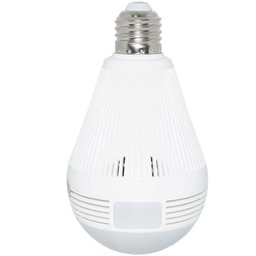 Lâmpada Câmera Espiã 360° Panorâmica Wifi Ip Led Bivolt Microfone Alto Falante Embutido Branca - 2