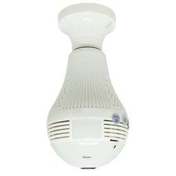 Lâmpada Câmera Espiã 360° Panorâmica Wifi Ip Led Bivolt Microfone Alto Falante Embutido Branca - 1