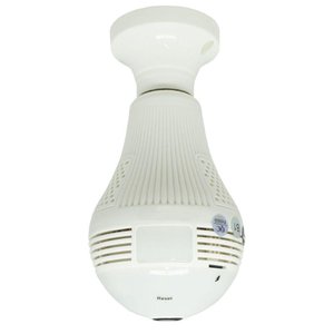 Lâmpada Câmera Espiã 360° Panorâmica Wifi Ip Led Bivolt Microfone Alto Falante Embutido Branca