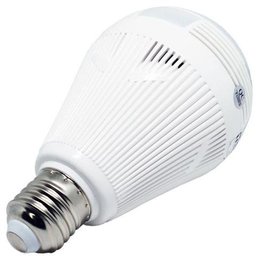 Lâmpada Câmera Espiã 360° Panorâmica Wifi Ip Led Bivolt Microfone Alto Falante Embutido Branca - 4