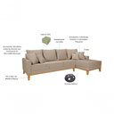 Ver imagem 2 de Sofá Living 4 Lugares Beny com Chaise Lado Esquerdo Linho Império Bege 201