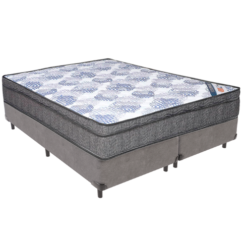 Cama Box Cinza e Colchão Iso Superpocket Molas Ensacadas Queen Ortobom