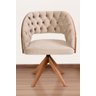 Poltrona Decorativa Mari Laminada Pé Giratório de Madeira Capitonê Cor:bege - 2