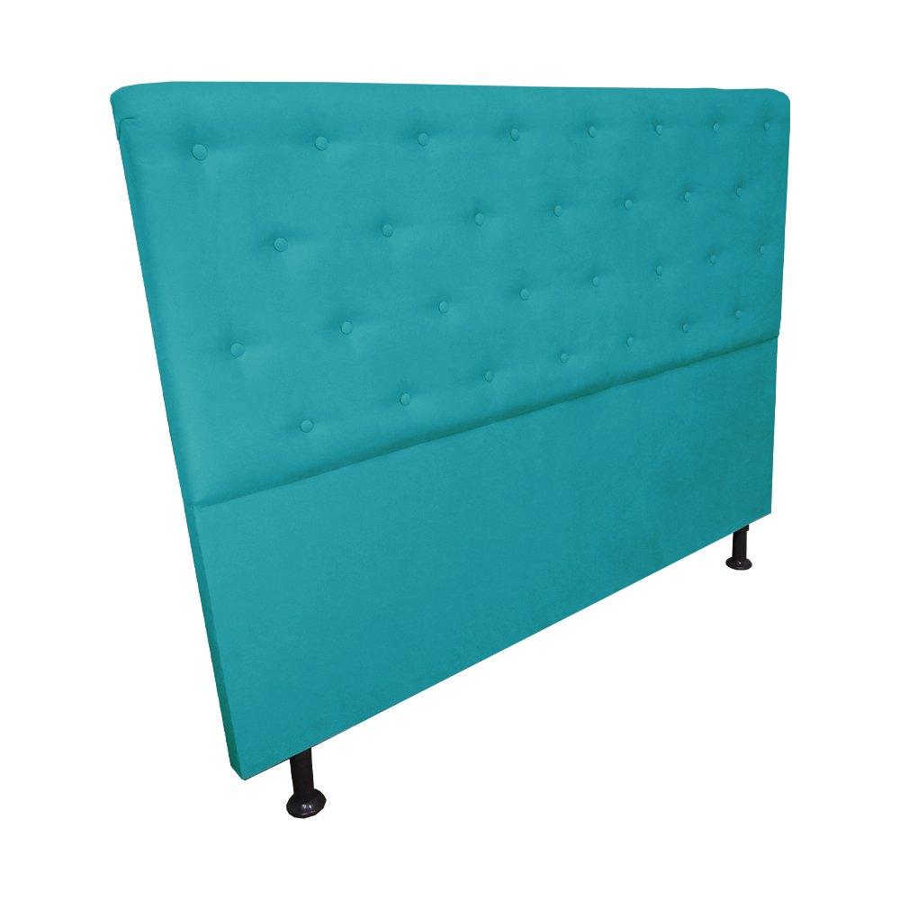 Cabeceira Solteiro Juliana 90cm Para Cama Box Suede Azul Turquesa - DS Estofados - 3