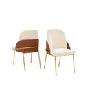 Ver imagem 6 de Conjunto Sala de Jantar Mesa Chanel Tampo Orgânico com Vidro 136cm com 6 Cadeiras Vitta Bege/Off White/Dourado/Terracota/Pérola