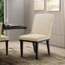 Ver imagem 2 de Cadeira Sala de Jantar Base Madeira Preto Kit 8 Sofia Suede Bege D03 - D'Rossi