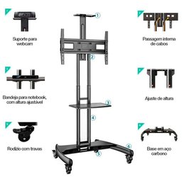 Suporte Pedestal Tv 32 a 75 com Rodízios Ava1600-60-1p Nb - 7