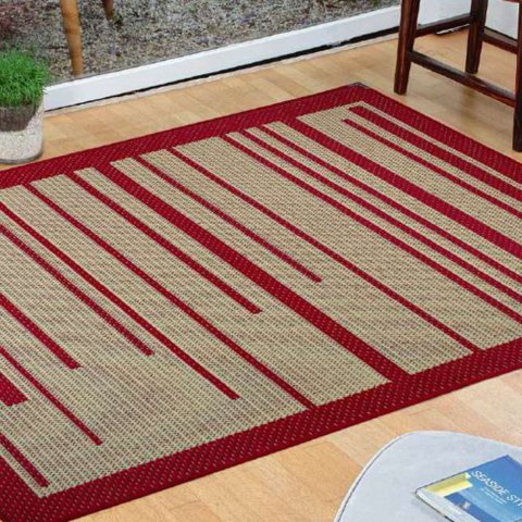Tapete para Sala 2,00m x 3,00m Sisal Antiderrapante Sem Pelo Lâncer - 592 VERMELHO